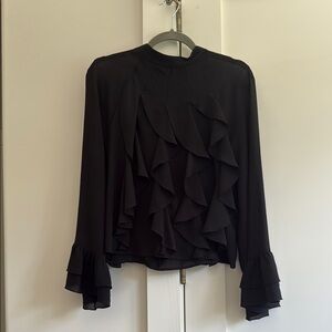 Zara Black Ruffled Women's Top